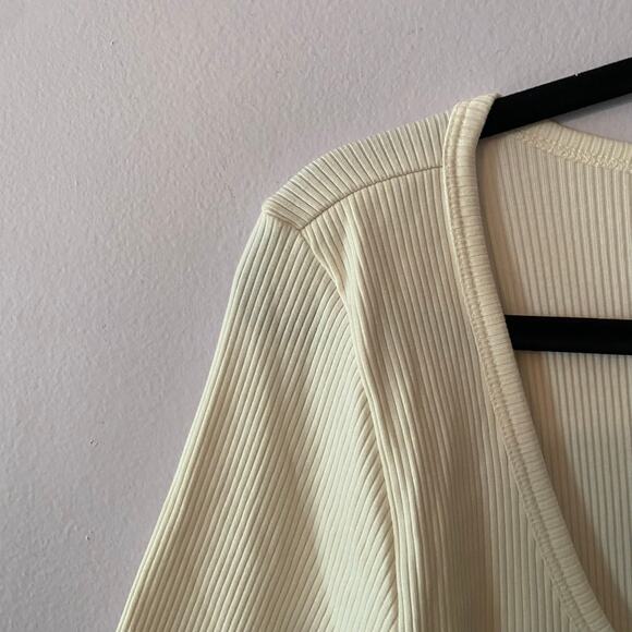 NWT Faherty Women's size XL White Freestyle Ribbed Knit Tee Scoop Neck Cotton - Picture 5 of 11